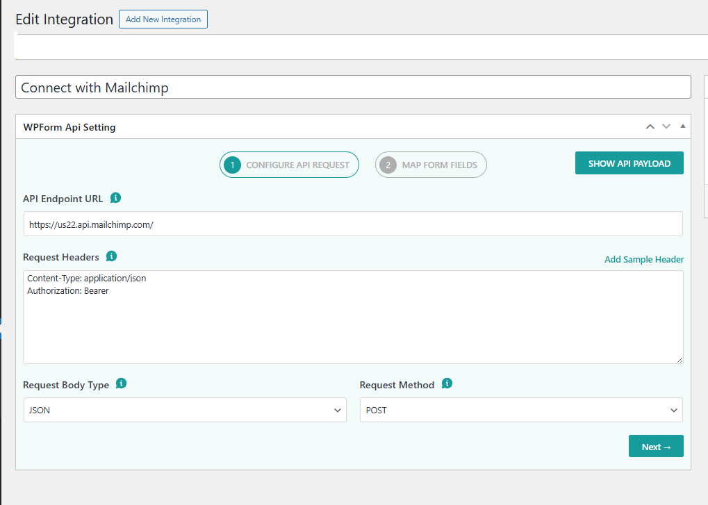 Create a New API Configuration