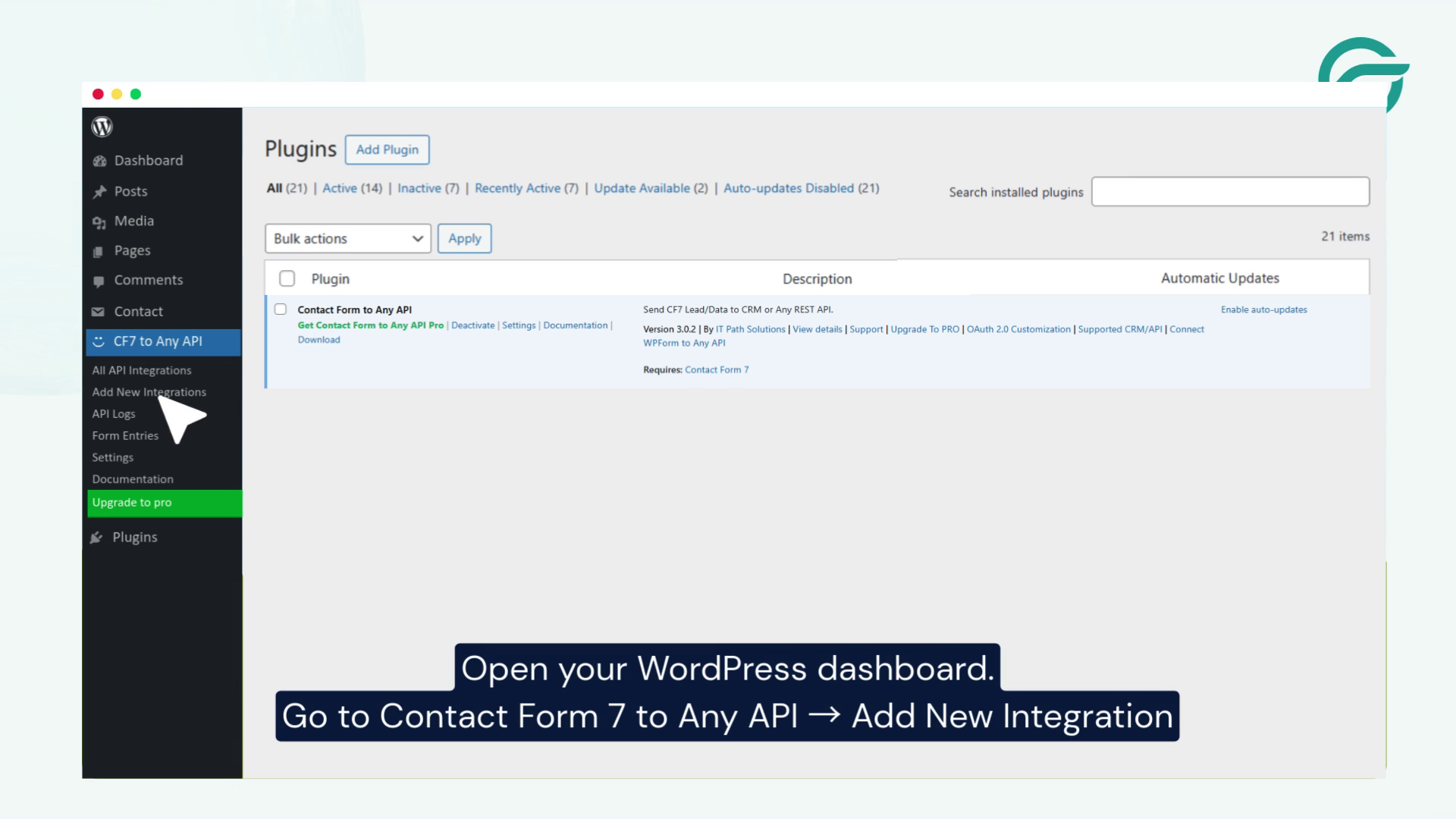 Access the Integration Settings in WordPress