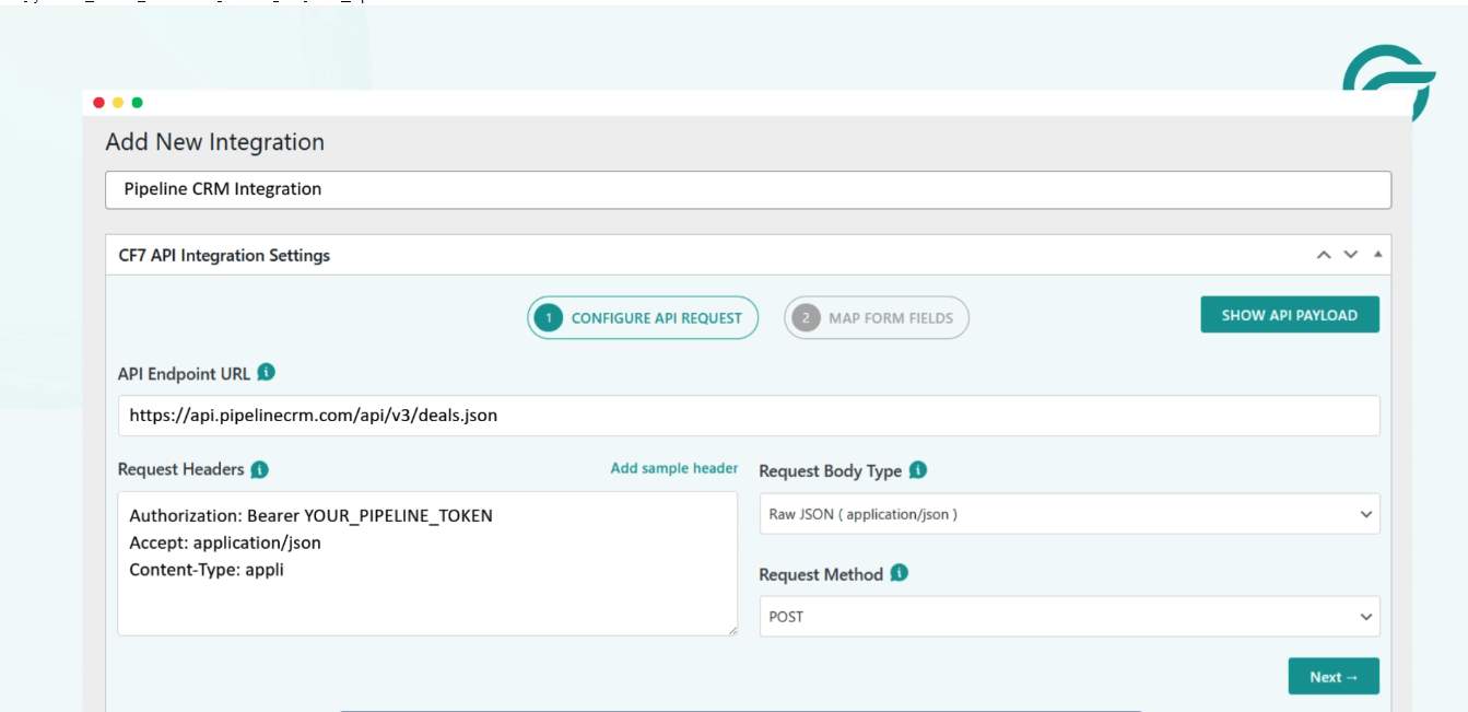 Create a New Integration CF7 to Pipeline CRM