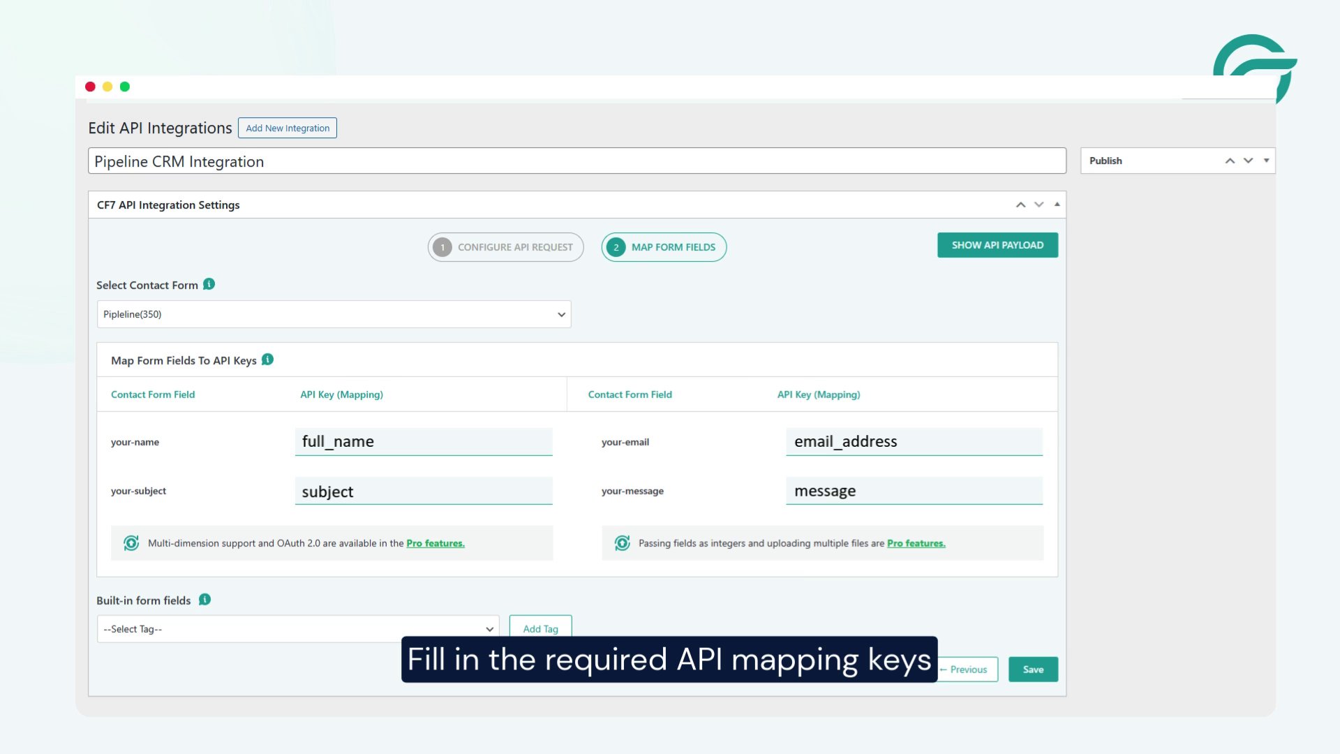 Map Required API Fields