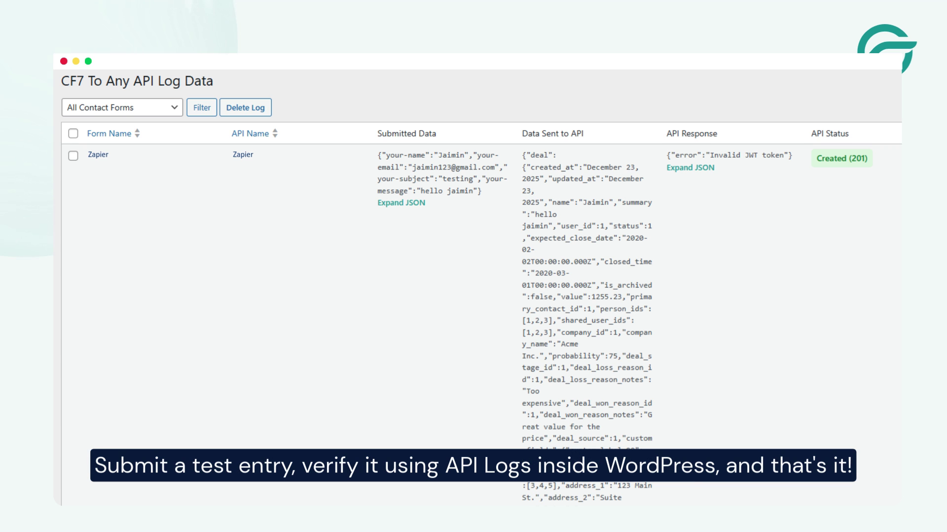 Submit a test entry using your form.