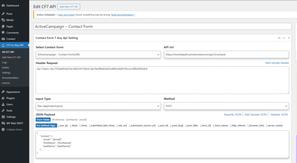 Connect CF7 to ActiveCampaign Webhook (No Code)