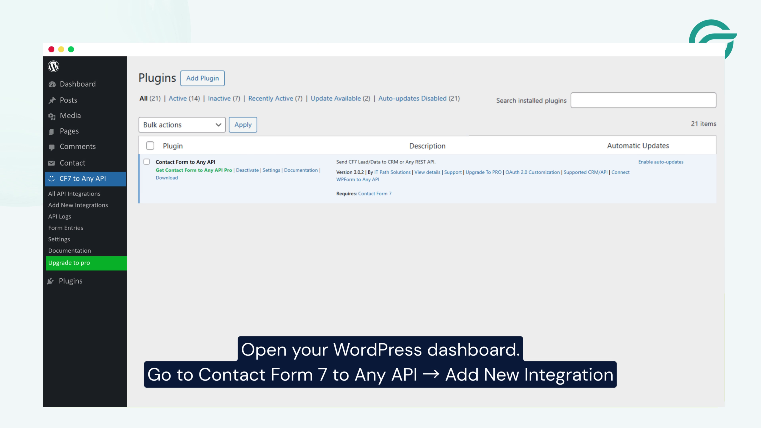 Create a New Integration in WordPress