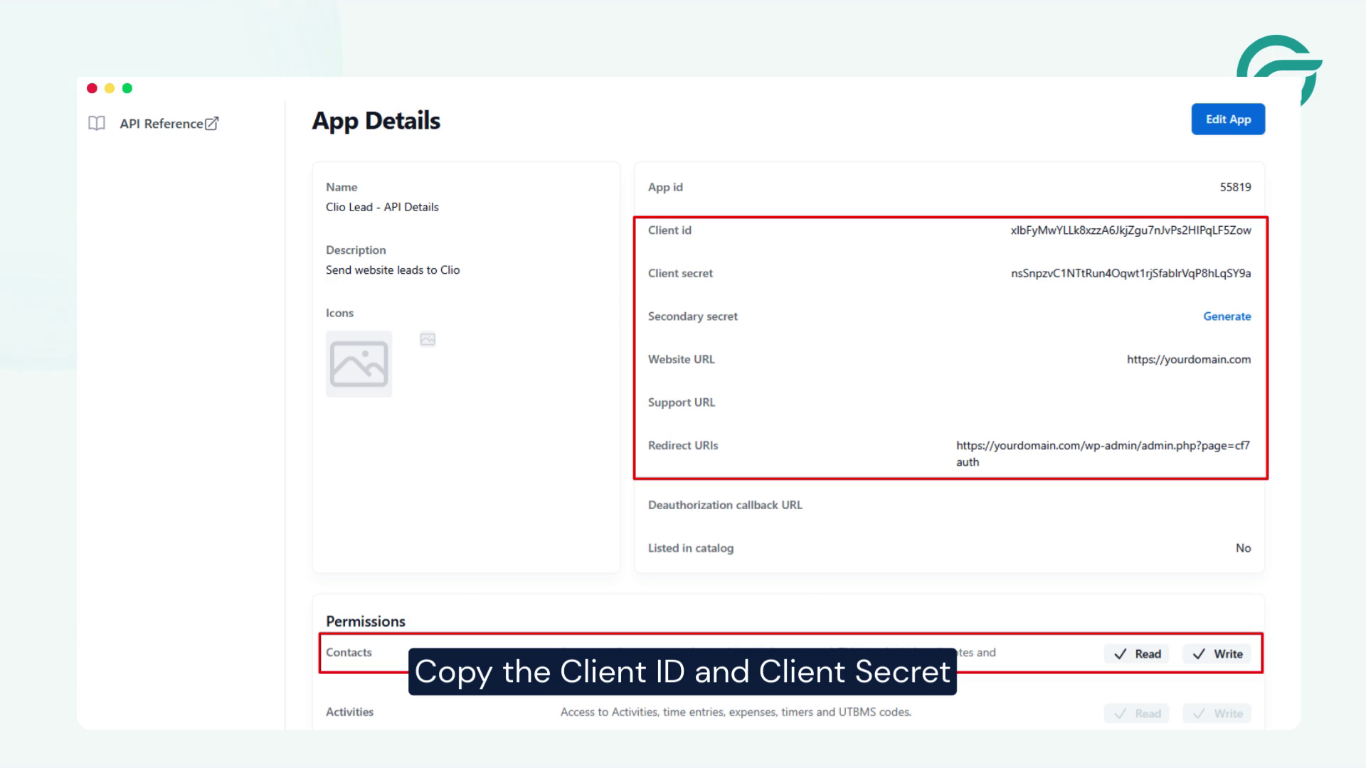 Copy Client ID and Secret
