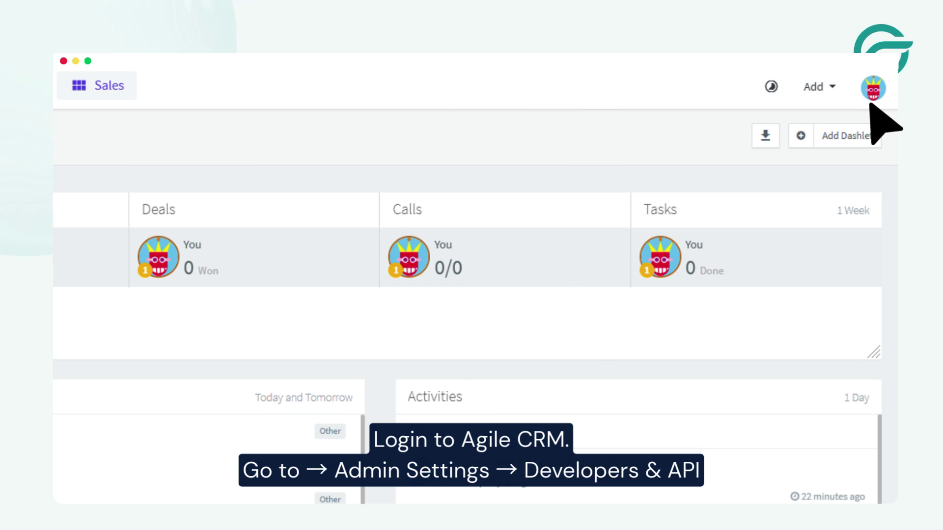 Go to Admin Settings → Developers & API