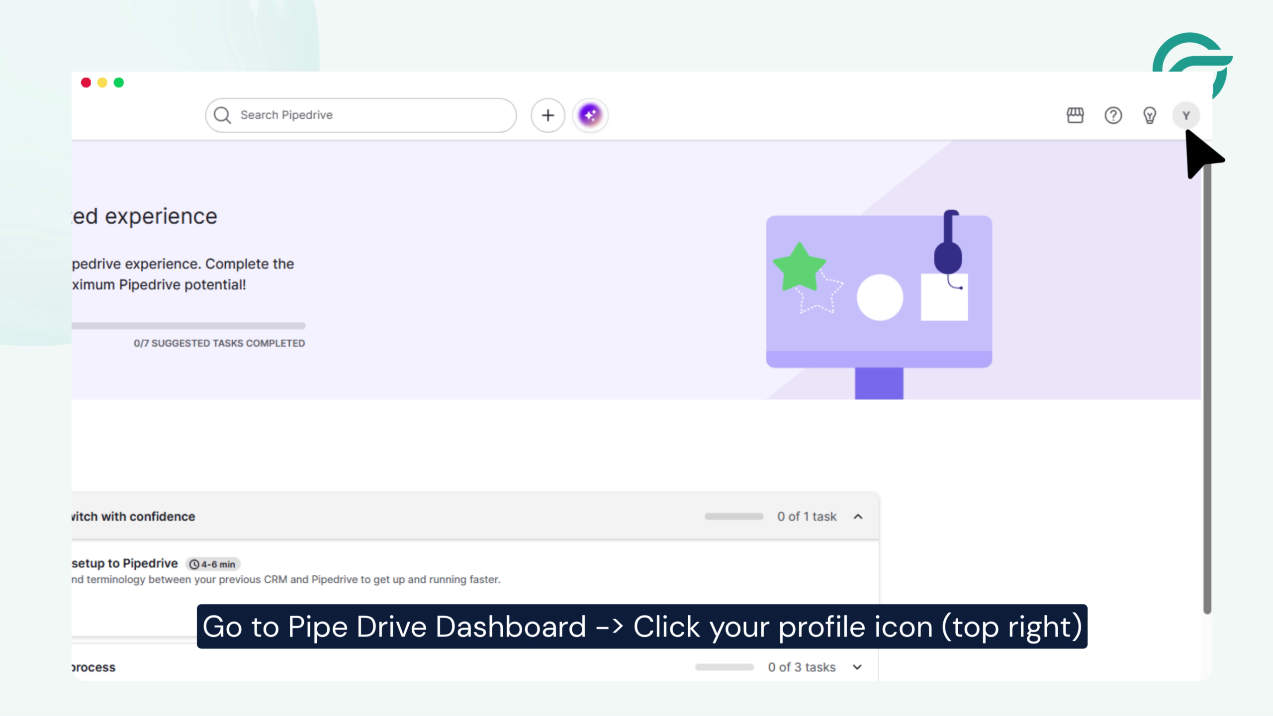 Click your profile icon in the top-right corner