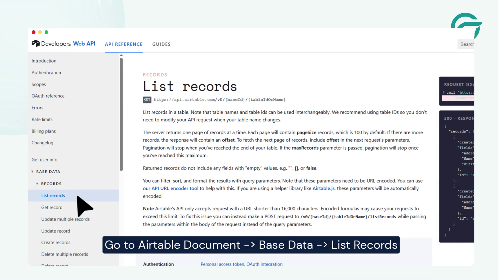 Get Airtable API Endpoint URL