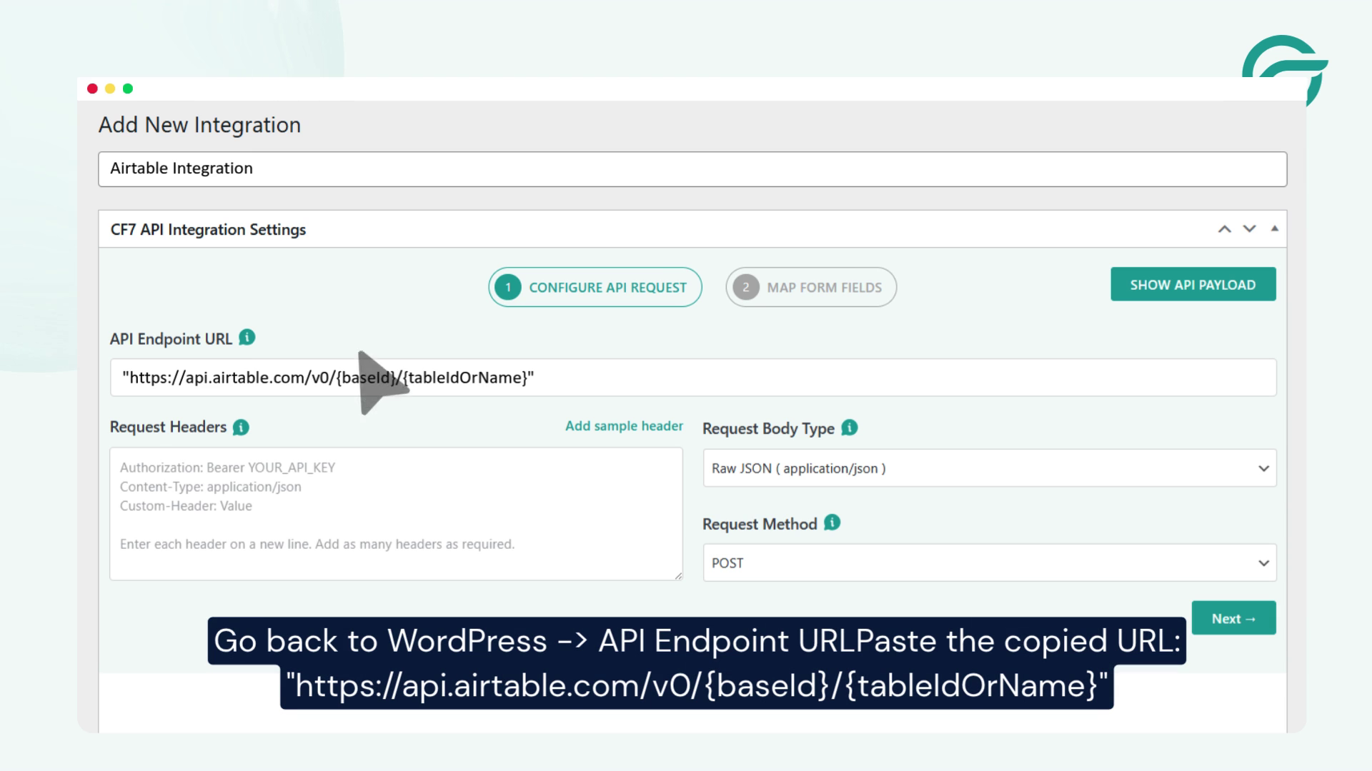 Paste API Endpoint in WordPress