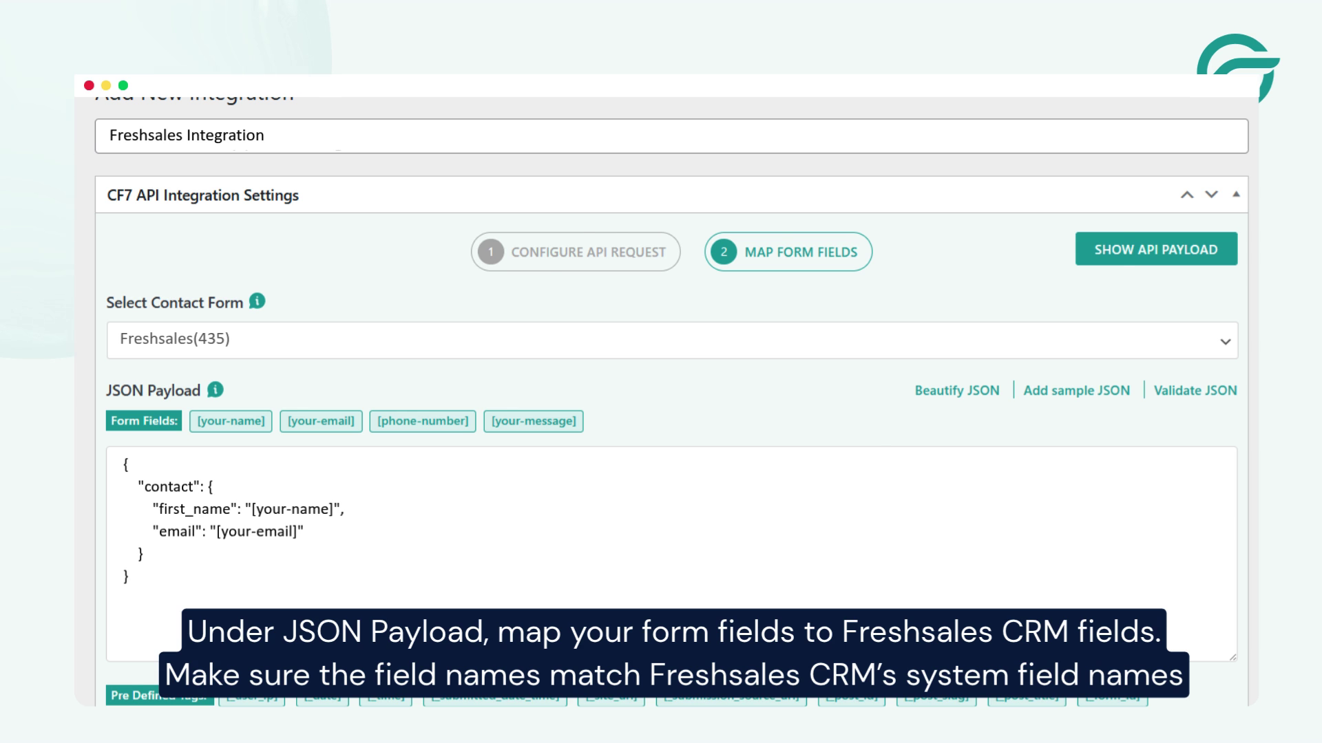 Map Contact Form Fields to Freshsales Fields