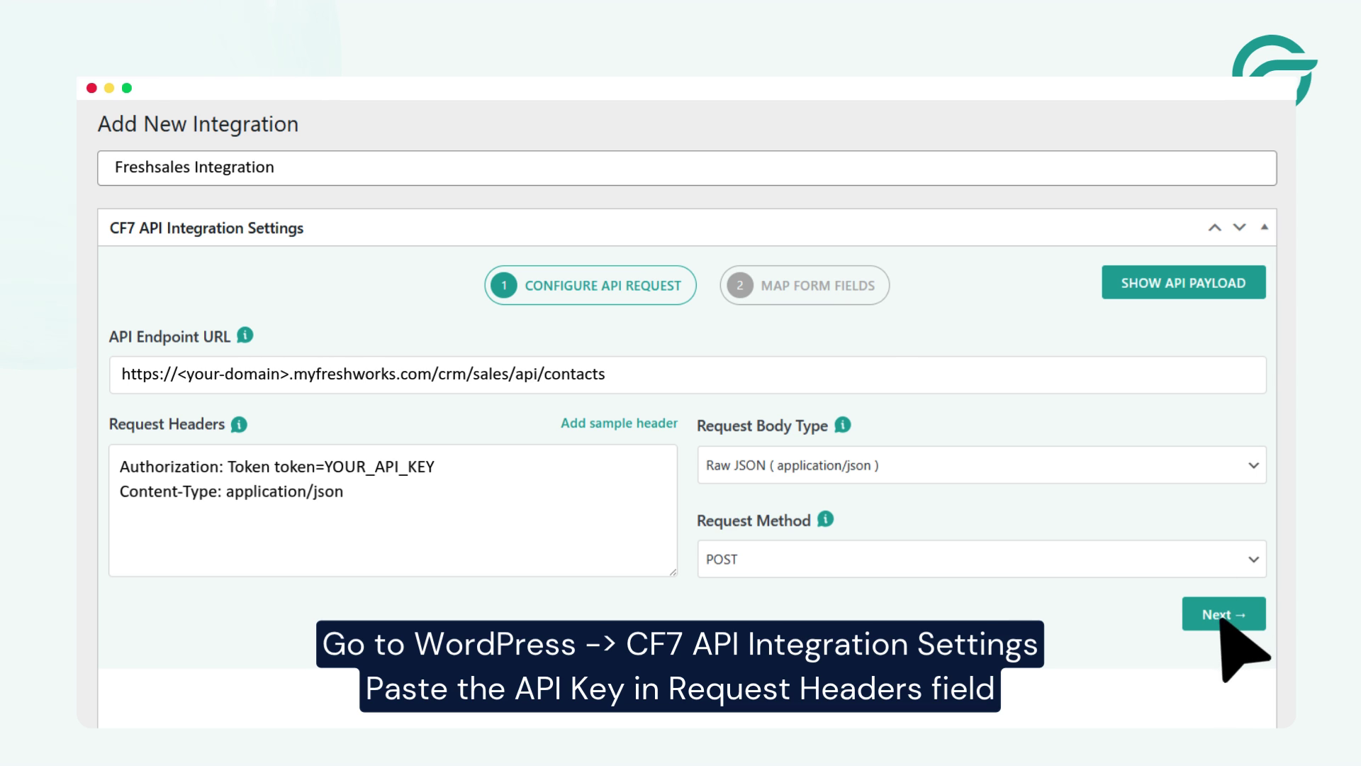 Paste the API Endpoint Into WordPress