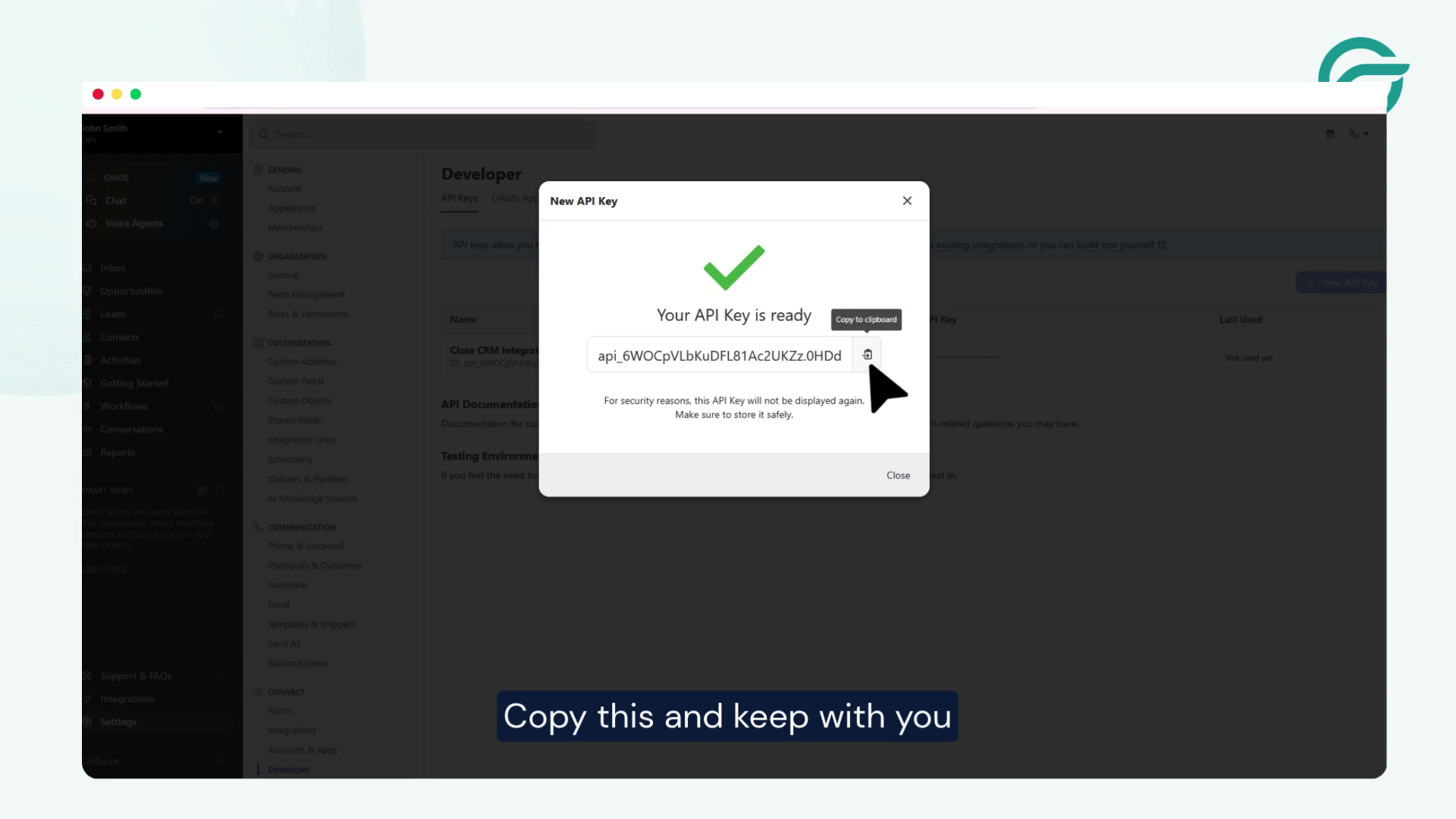 Give the name and Save then Copy this and keep with you