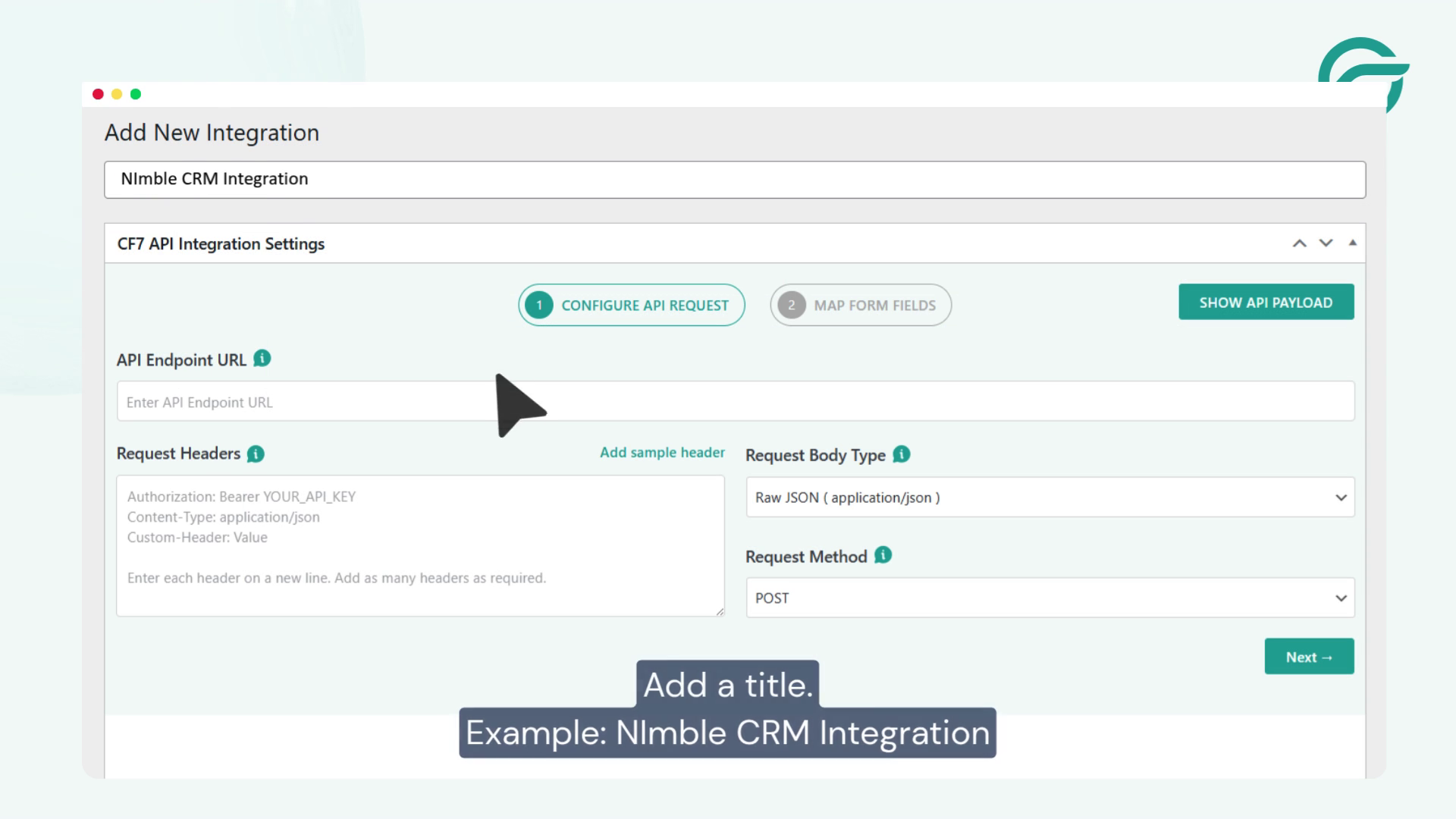 Add new integration title Example - Nimble CRM Integration