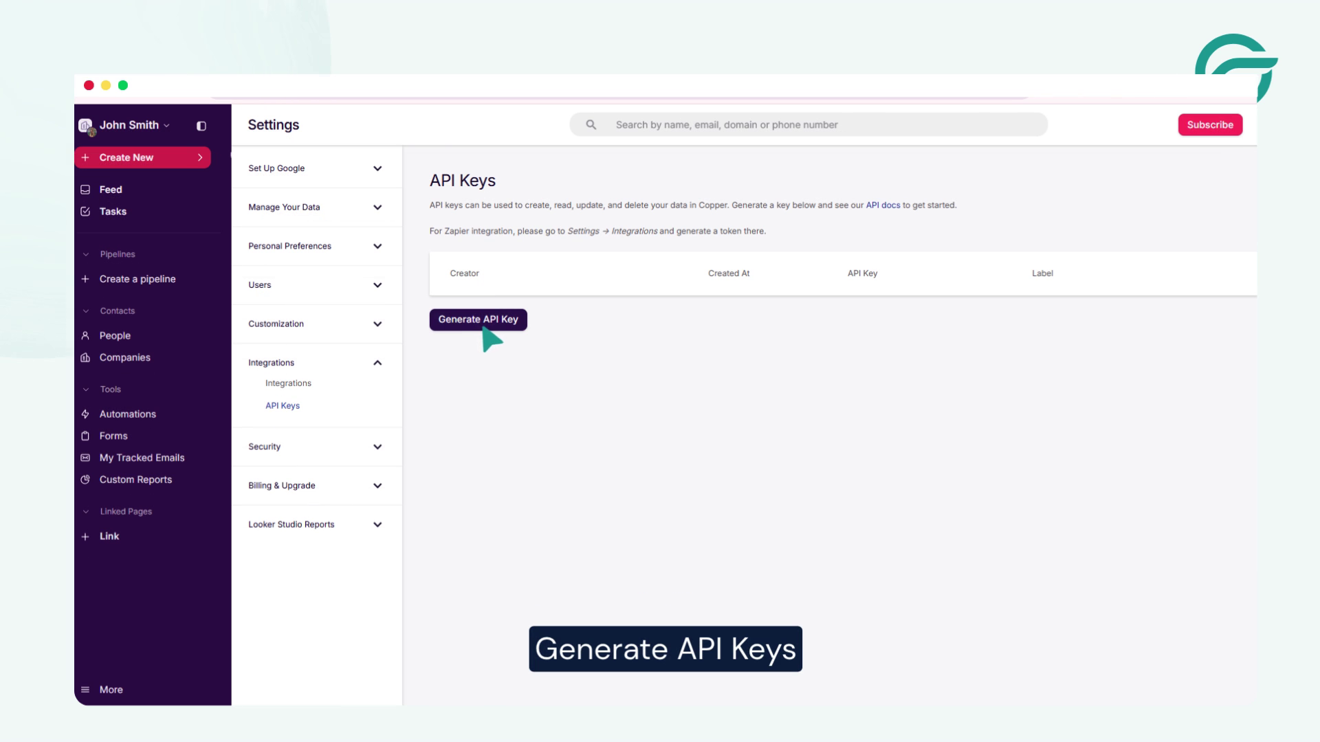 Generate API Keys