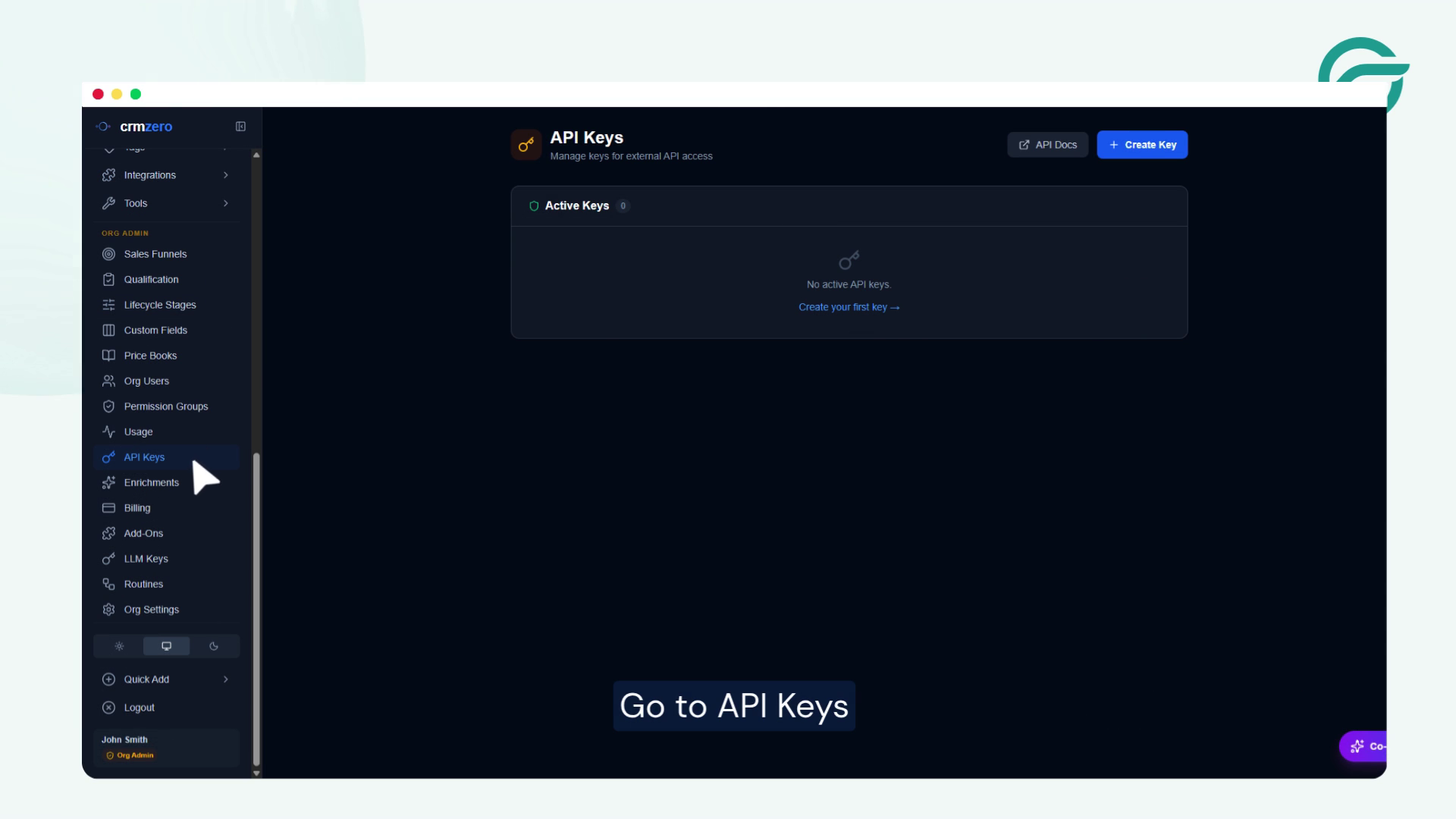 Go to API Keys and Click on Create key