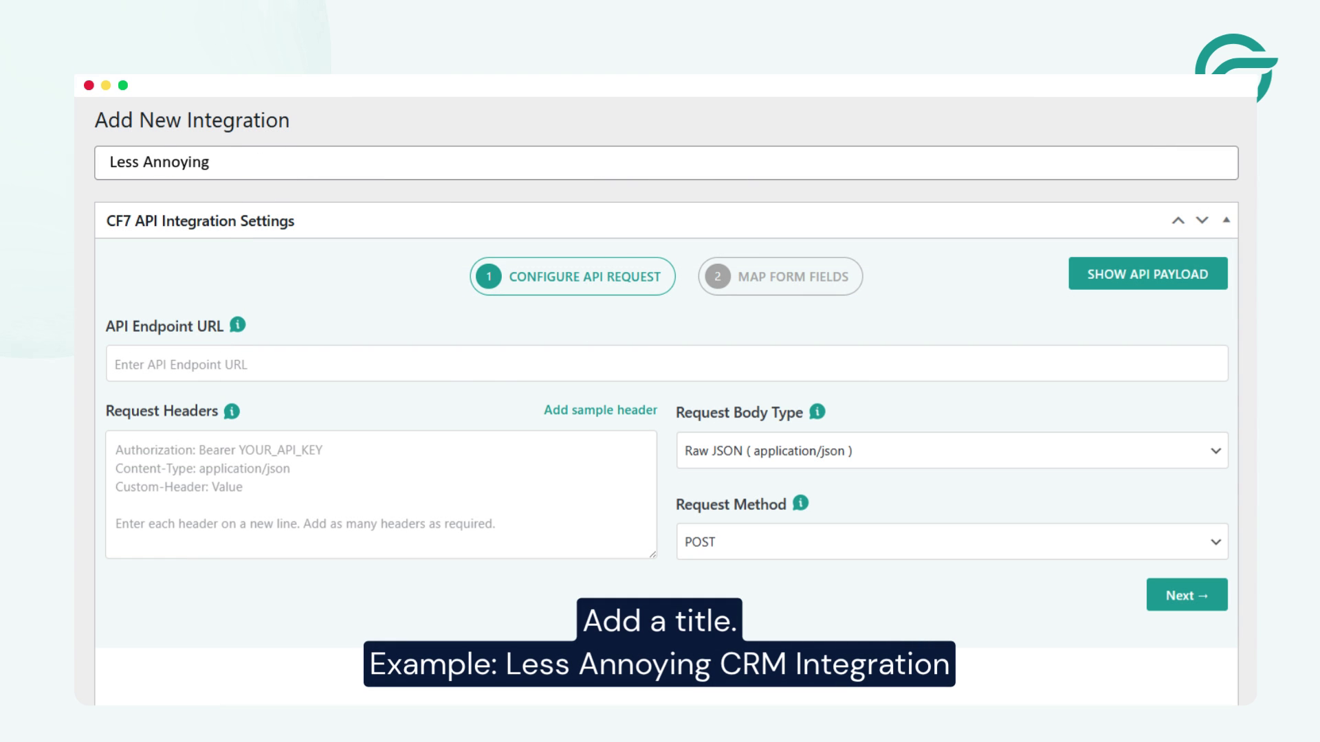 Add new integration title Example - Less Annoying CRM Integration