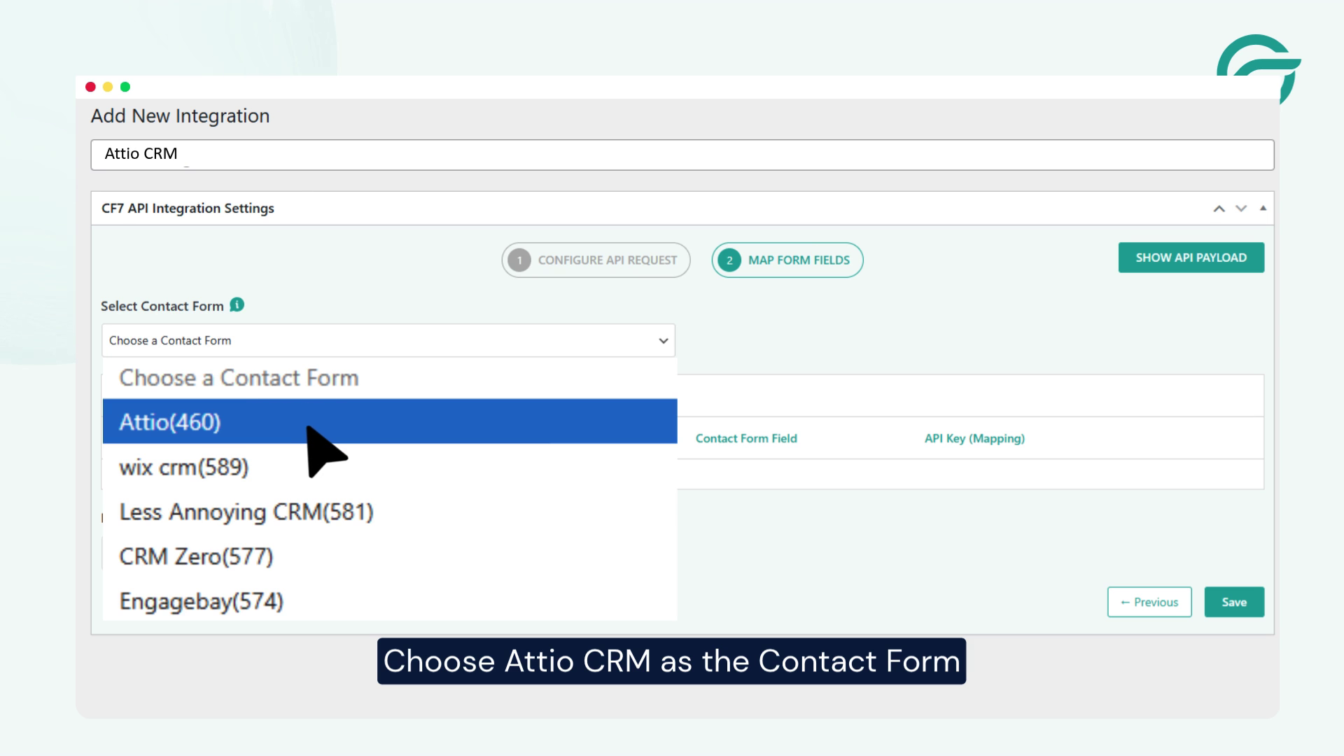 Choose Attio CRM as the Contact Form