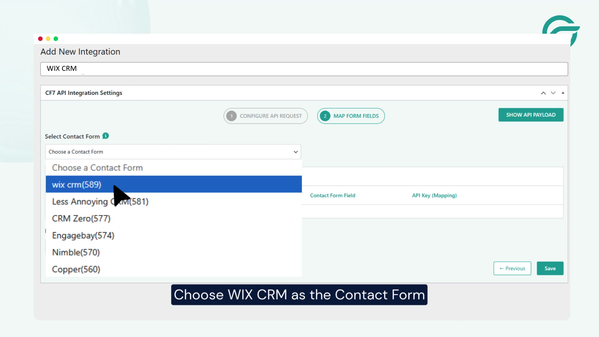 Choose Wix CRM as the Contact Form