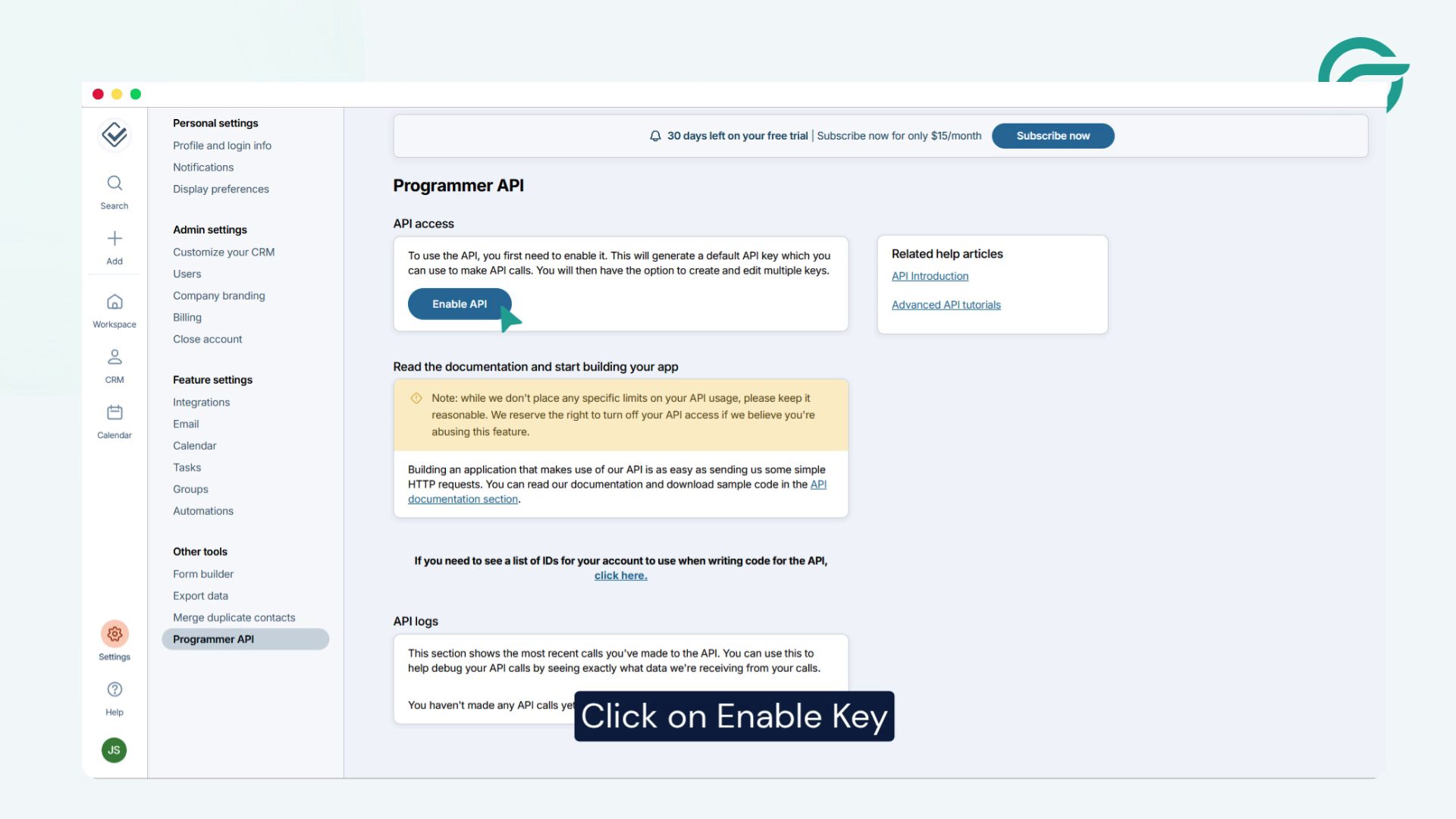 Click on Enable Key