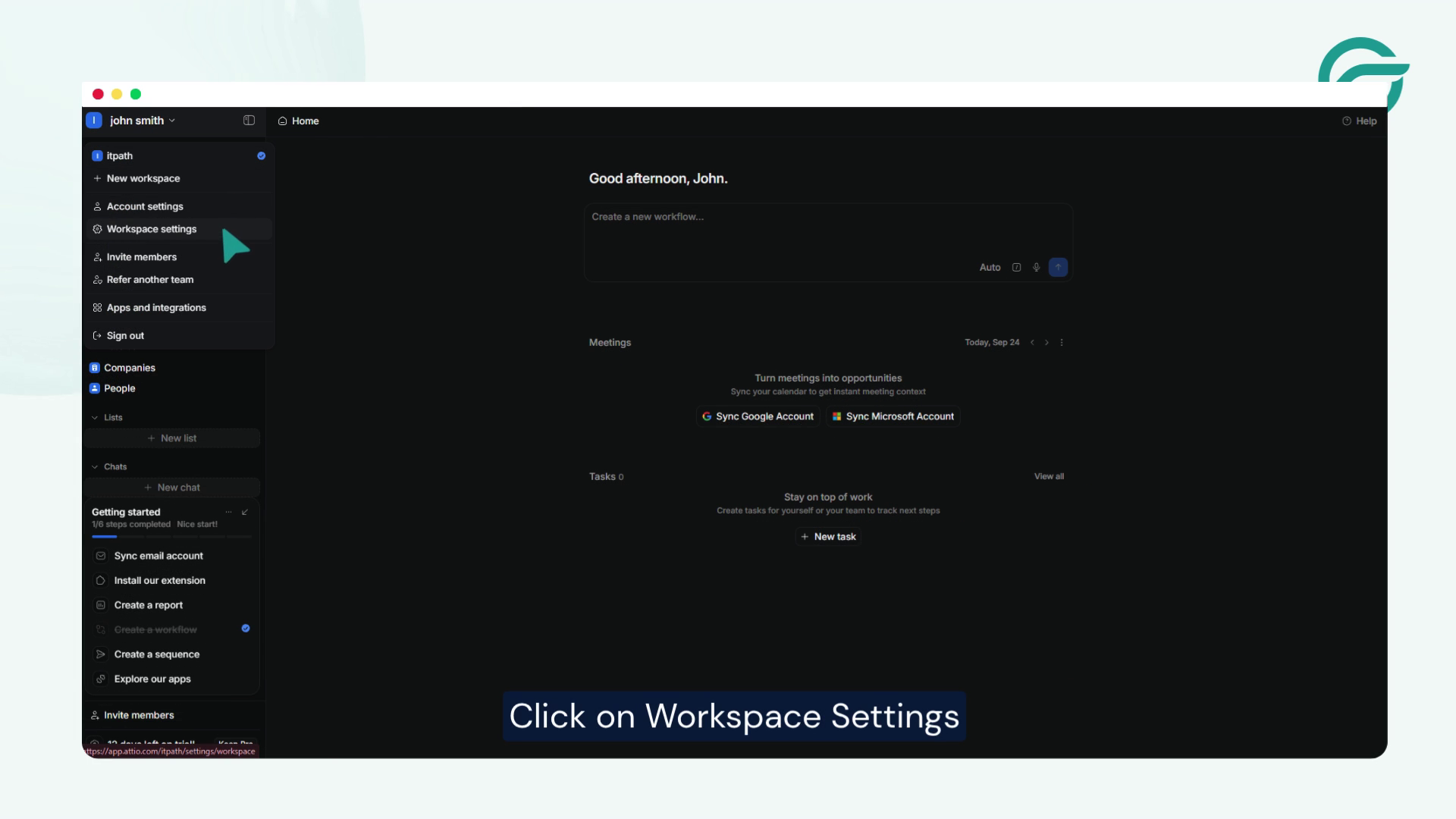 Click on Wordspace Settings