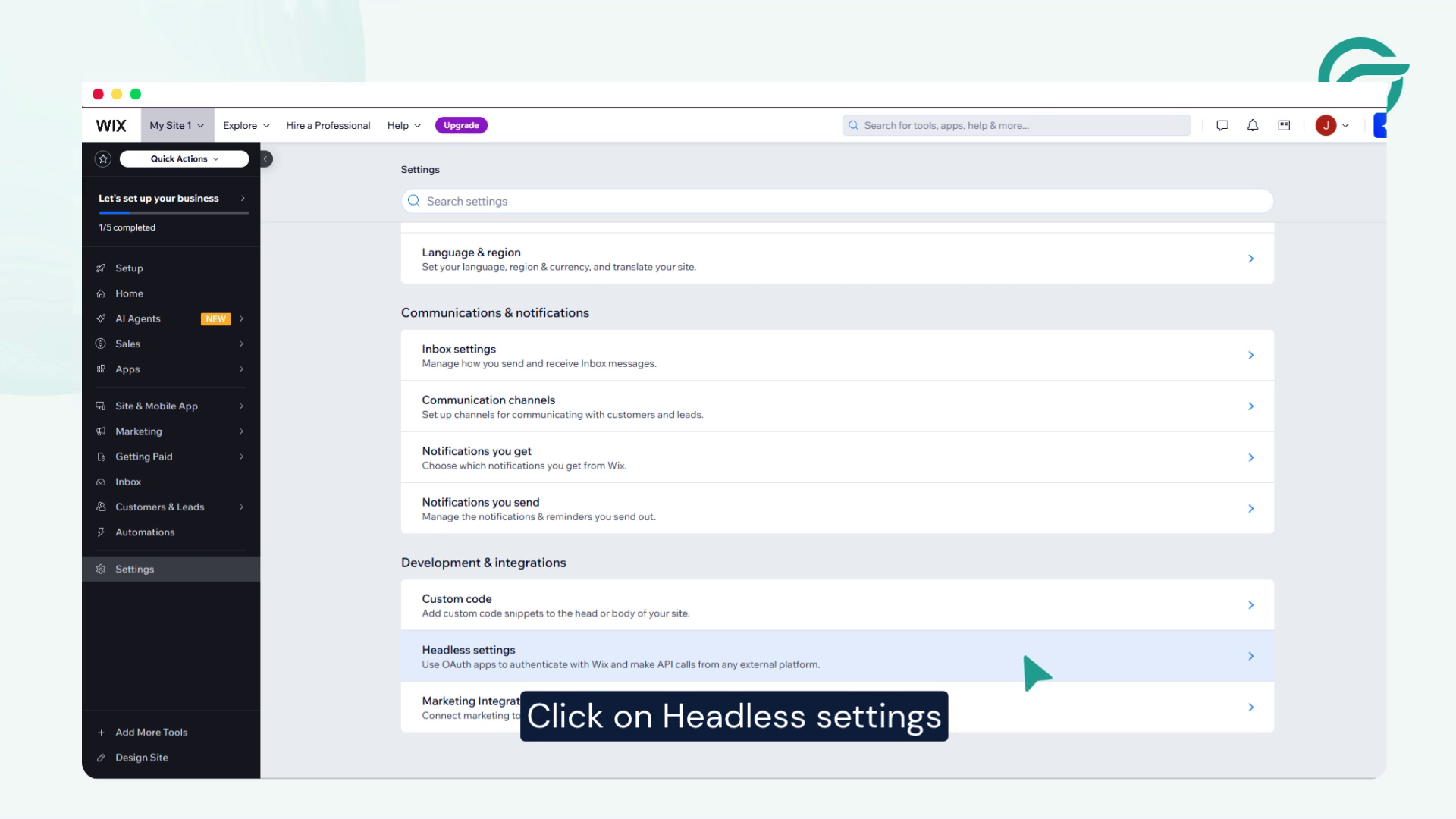 Clicks on Headless settings