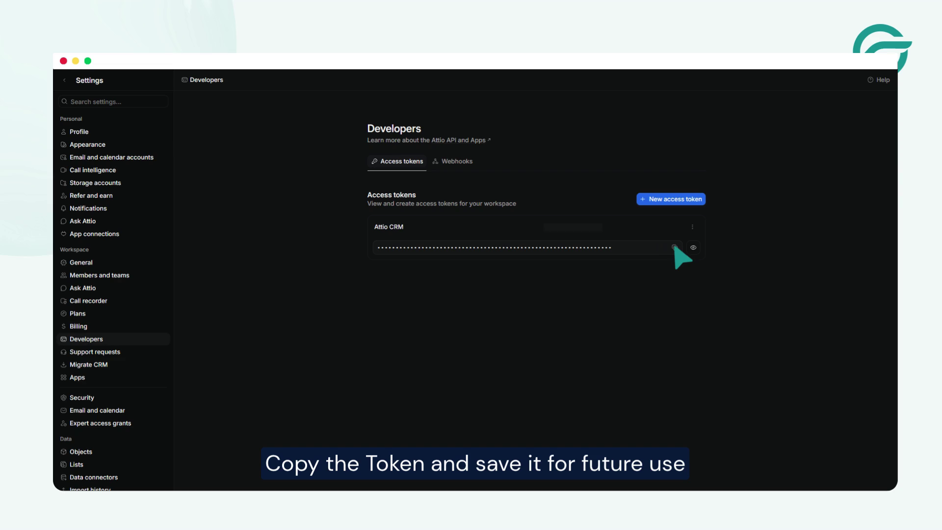 Copy Token & Save it for Future use!
