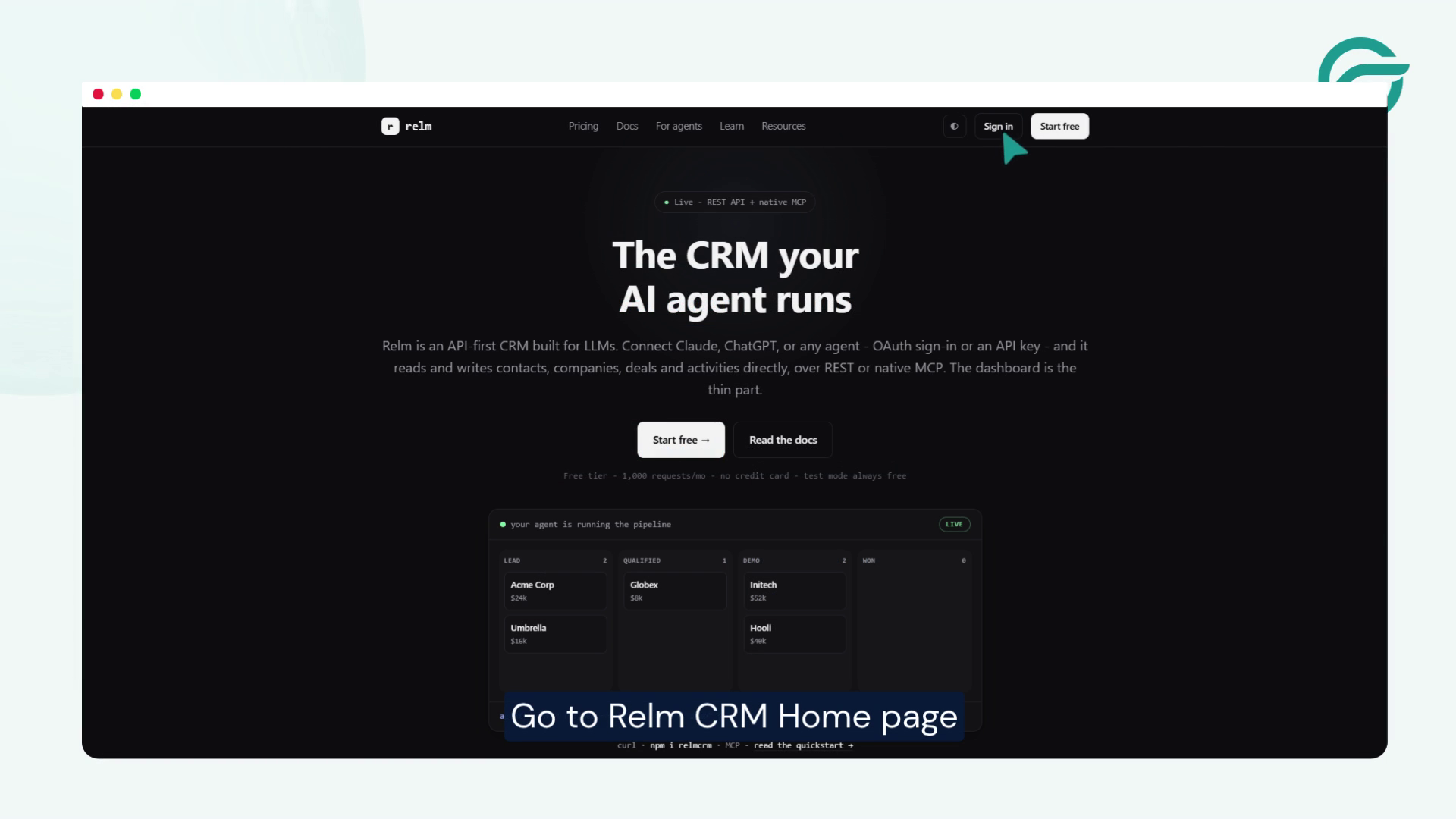 For Request Header, Go to Relm CRM Home Page