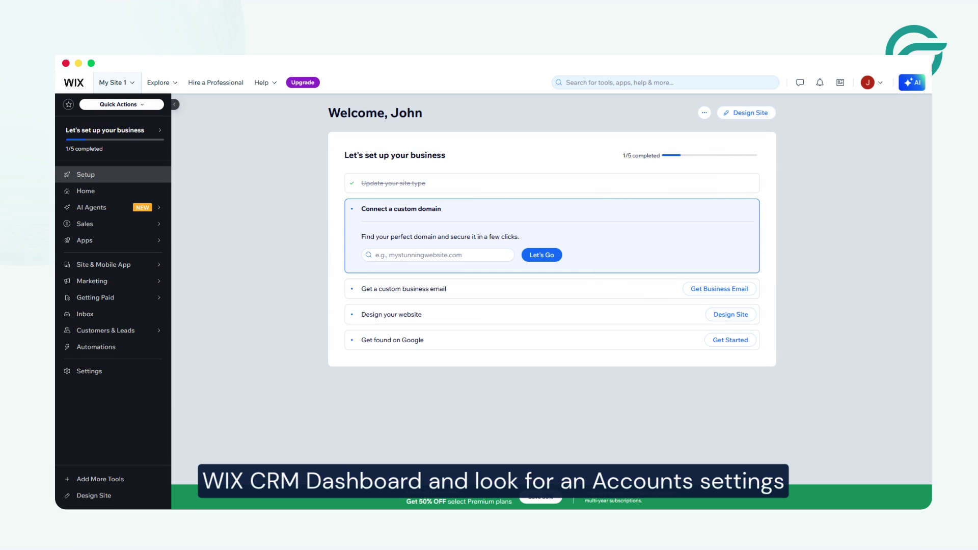 Go to Wix CRM Dashboard and look for an Accounts settings