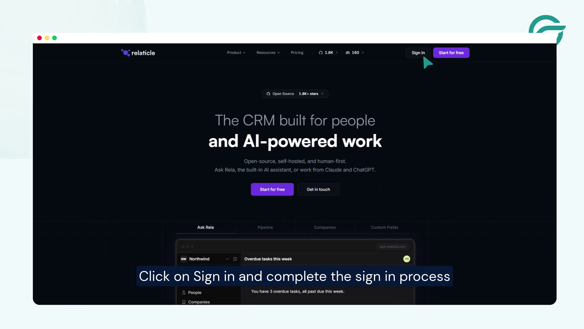 Click on Sign in and complete the sign in process