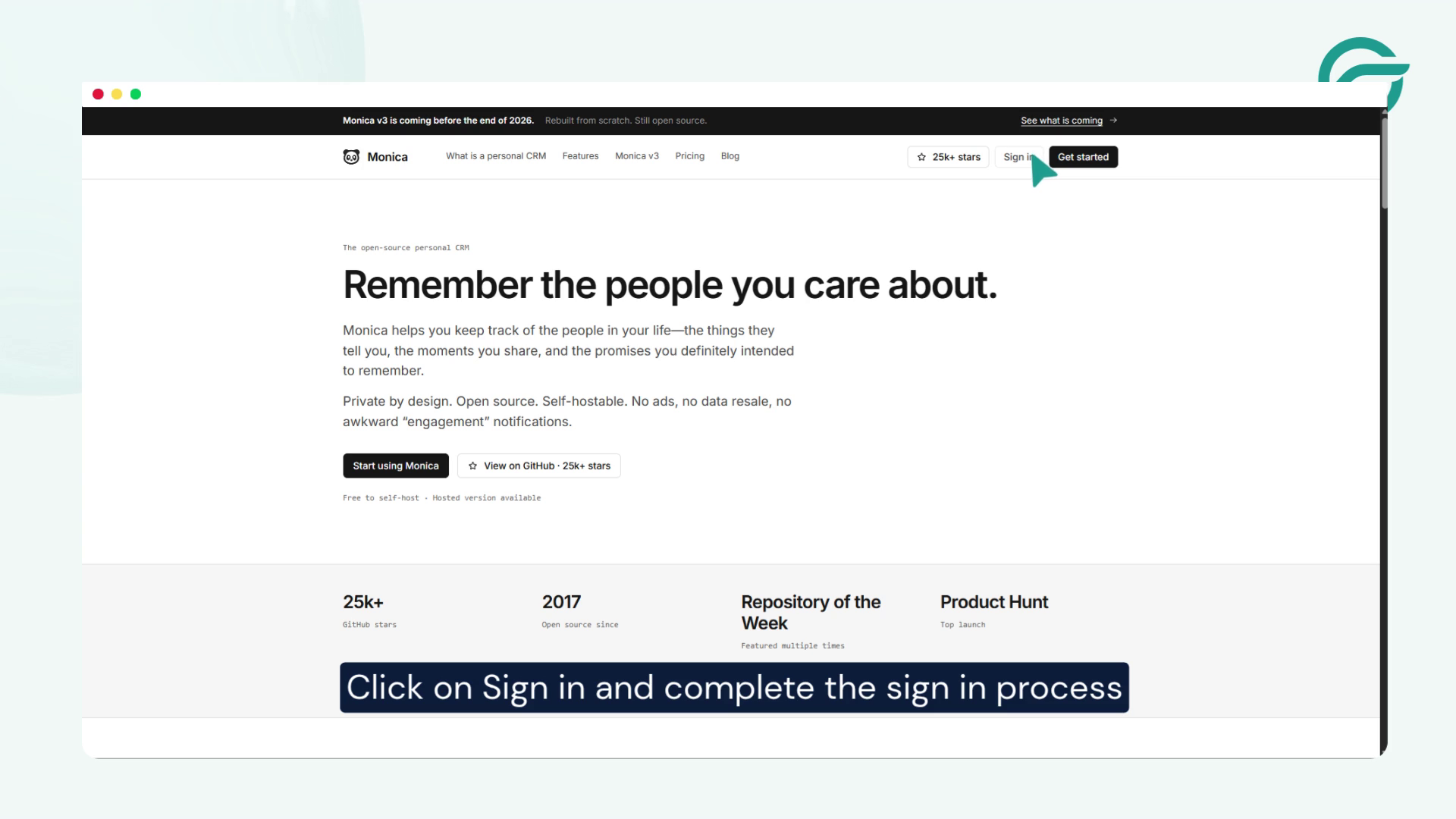 Click on Sign in and complete the sign in process