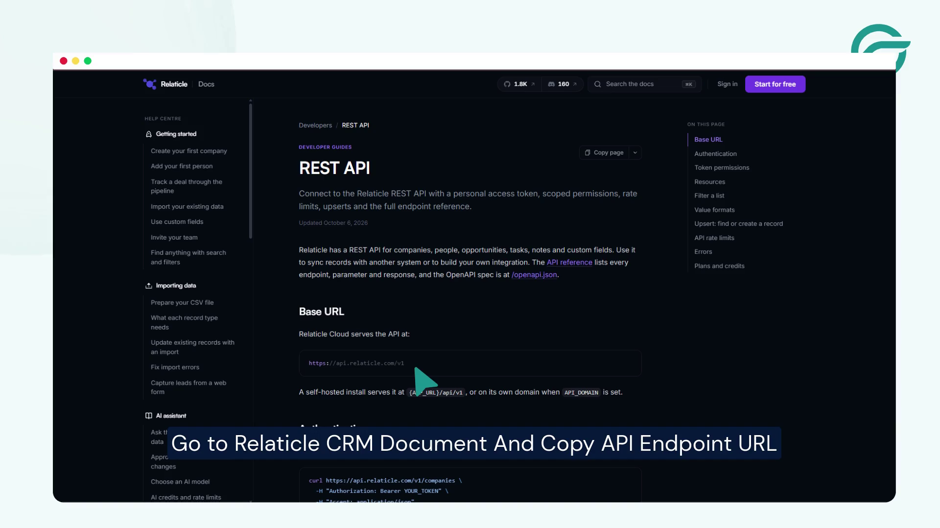 Go To Relaticle CRM Documnet And Copy API Endpoint URL